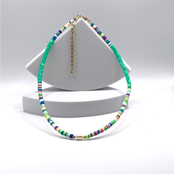 NEW…Heishi Beaded With Freshwater Pearl Necklace - Picture 7 of 12